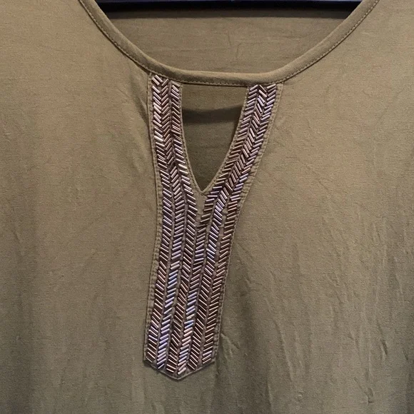 Charming Charlie Womens Olive Green Blouse Large - Picture 2 of 5